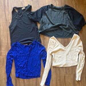 Lot of Women's Cropped Tops Collection - Black, Grey, Blue, Cream- Medium